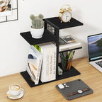 ELITEROO Desktop Bookshelf, 4 Tier Wood Desk Organizer Shelf, Tabletop Storage Shelf Rack for Office Supplies, Desk Decorations for Women Office, Rustic Black - Image 2