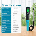 Digital Soil EC Meter 2-in-1 Porfessional Plants EC Temperature Tester Meter with Corded Sensor, Backlight LCD Display, Temperature Compensation, Easy Calibration for Soil Plants Lawn Nutrient Test - Image 3