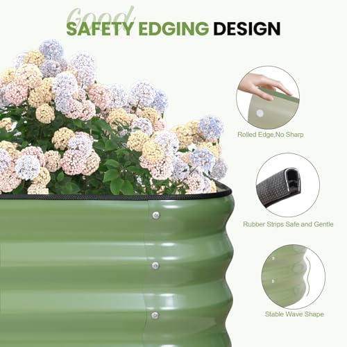 G GOOD GAIN Raised Garden Beds Outdoor, 5-in-1 Modular Metal Planter, Green - Image 3