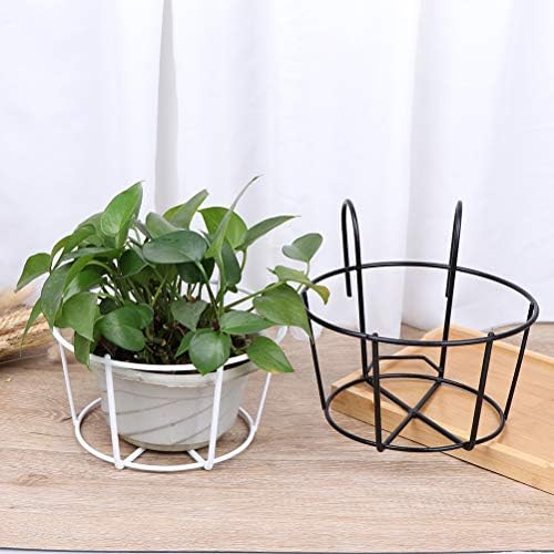 4 Pack Hanging Planters for Railings Rail Planter Hanging Baskets Flower Pot Holders Iron Plant Racks Metal Fence Planter Potted Stand Mounted Balcony Plant Baskets Container,Garden Steel Pots - Image 7