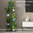 LINZINAR 6 Tier Plant Stand Indoor Outdoor Metal Flower Pot Display Shelf - Image 2