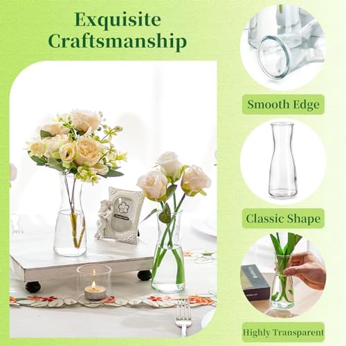 Hewory Glass Bud Vases for Centerpieces - Clear Small Flower Vase Set of 24, Modern Minimalist Cute Mini Decorative Bulk Vases for Wedding Bridal Shower Birthday Party Events Dining Room Table Decor - Image 6