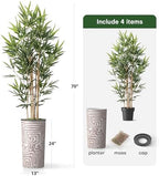 Artificial Tree in Geometric Pattern Planter, Fake Bamboo Silk Tree for Indoor and Outdoor Home Decoration - 70" Overall Tall (Plant Pot Plus Tree) - Image 5