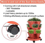 GameXcel Vertical Planter Tower - 3 Tier Stackable Garden Planters with Wheels and Tools Plant Pots for Strawberry Herb Flower and Vegetable Indoor Outdoor Use Red 2 Pack - Image 6