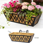 2 Pack 16 Inch Window Boxes Planters Railing Planter Box with Adjustable Brackets for Porch Fence Patio Balcony Hanging Flower Baskets with Coco Liners for Outdoor Garden Decor - Black - Image 6