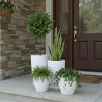 ZMTECH 24/21/12/10" H Large Plastic Planters with Drainage Hole and Saucer -Set of 4 Tall Plant Pots for Indoor & Outdoor Use,White Glossy Smooth Lightweight Flower Pot for Front Porch Patio Deck - Image 6