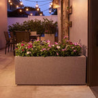 PolyStone Milan Modern Outdoor/Indoor Rectangular Trough Planter - 46" x 17" x 19" H - Lightweight Weather Resistant Stone-Look Resin Planter - Commercial & Residential - Gray Granite - Image 4