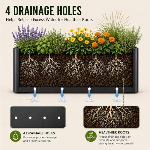 2 Pack 32" Large Rectangular Metal Planter Boxes Outdoor, Long Planter Box - Image 4