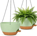12" Self Watering Hanging Planters with Chains, Green Brown，2 Pack by zople