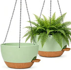12" Self Watering Hanging Planters with Chains, Green Brown，2 Pack by zople