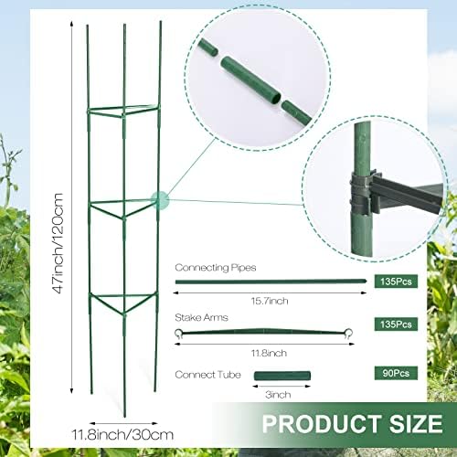 Sunnyray 15 Pack 48 Inch Tomato Cages Metal Plant Supports for Garden Green - Image 2