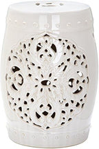 SAFAVIEH Outdoor Flora Ceramic Garden Stool, 18.5" Creme ACS4527B by Unknown