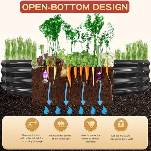Durable Round Galvanized Steel Raised Garden Bed for Planting,Round Galvanized Steel Fire Ring/Fir Pit for Outdoor- 6×6×1FT,0.8MM Thick (Black, 72 ins Diameter x 12 ins high) - Image 2