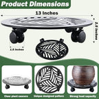 2 Packs Large Metal Plant Caddy with PU Wheels 13" Heavy-Duty Wrought Iron Rolling Plant Stands Indoor Outdoor Wheeled Plant Dolly Planter Mover Rollers Plant, Leaf Style - Image 3