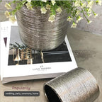 WGVI Silver Etched Ceramic Cylinder Vase Width 6.5" Height 6", Flower Arrangements, Candle Holder, Terrarium Planter Pot, Storage Container Organizer, Pen Brush Holder, Scratched Texture Design, 6 Pc - Image 5