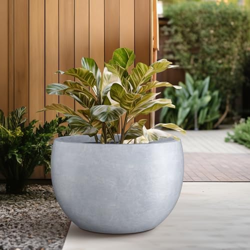Kante Blue Gray Concrete Planter 20" Dia All-Weather Round Large Pot - Image 6