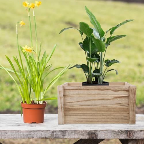 Rectangle Planter Box, Wooden Rustic Vintage Pot for Plants - Image 6