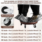 14" Metal Rolling Plant Caddy with Wheels, Indoor Outdoor, 2-Pack Brown - Image 3