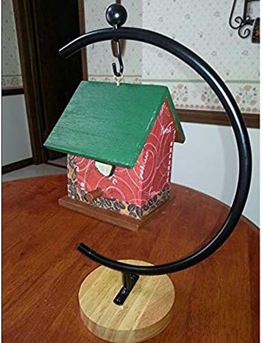 Ornament Display Stand Iron Hanging Pot Hook Stand Rack Holder for Hanging Glass Globe Terrarium Witch Ball Home Wedding Decoration Creative Gift Wood Base (Big G-Shaped Wood Base 3 Pack, Black) - Image 4