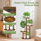 iDavosic.ly 3 Tier Wood Plant Stand Indoor Corner with Grow Light, Brown - Image 5