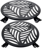 2 Pack 15 inches Extra-Large Metal Plant Caddy with Wheels Heavy-Duty Iron Rolling Plant Stand with Casters Indoor Outdoor Wheeled Plant Roller Base Pot Movers Plant Dolly Coaster Trolley Black by Planterhoma