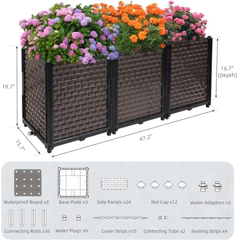 Large Planters for Outdoor Plants 20" Tall Planter Box, 47.2"L x 15.7"W - Image 5