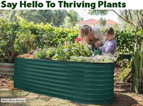 Plant & Plot Galvanized Raised Garden Beds Outdoor // 6×2×2 ft Planter Raised Beds for Gardening, Vegetables, Flowers // Large Metal Garden Box (Dark Green) // Patented Tool-Free Design - Image 4