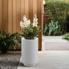 Kante Accent Round Tapered White Concrete Planter 20.1" Tall, Outdoor - Image 6