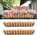 LaLaGreen Deck Railing Planter Boxes (2 Pack, 48 Inch) White Metal Rectangular Window Flower Box with Coco Liner, Wall Hanging Planters for Outdoor Plants Rail Fence Balcony Patio Porch Garden Decor by L%C3%A1L%C3%A1Green