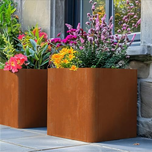 Square Corten Steel Planters 20" L x 20" W x 21" H,Pre-Rusted - Image 4