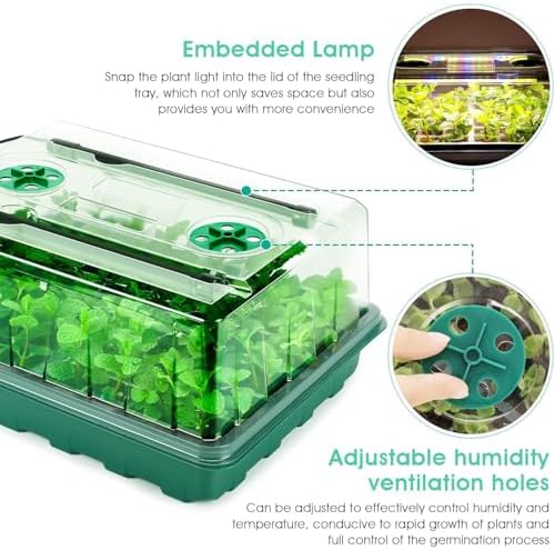 144-Cell Self-Watering Seed Starter Tray with Grow Light & Humidity Dome for Indoor Seedling Growth Complete Kit for Plant Germination LED Red Blue 2 Set - Image 6