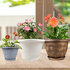Fodetyff 14 Inch Large Planter Pot for Plants Indoor Outdoor, 4 Pack Plastic Flower Pots with Drainage Hole & Tray, Modern Decorative Garden Pot with Saucer, Plant Container for House - Image 2