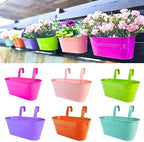 LaLaGreen Hanging Rail Planter (11.2 in, 6 Pack) Colorful Metal Garden Pots by L%C3%A1L%C3%A1Green