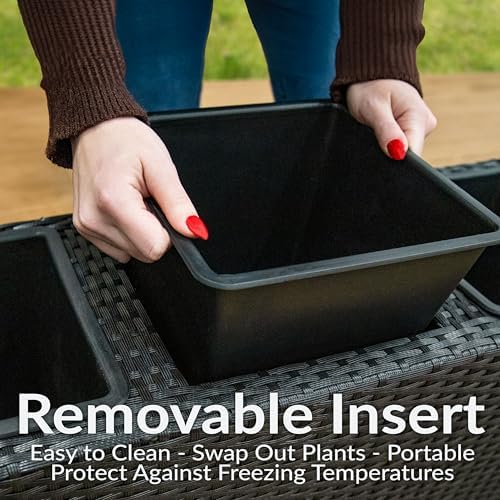 Sunnydaze 3-Section Wicker Raised Planter Box, 30.75" W x 11.75" D x 22" H - Image 2