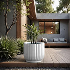 Kante White Concrete Planter 16.7" Dia All-Weather Round Large Pot - Image 3