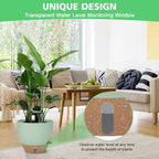 Self Watering Planter Set with Visual Water Level, 6Pack Small Plastic Pot with Drainage Holes and Reservoir Saucers, Modern 8+7+6.5+6+5.5+5 Inch Bottom Watering Flower Pots for Indoor Plant - Green - Image 4