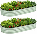 Galvanized Raised Garden Bed, Outdoor Planter Box for Gardening Metal Oval Raised Bed for Vegetables Flowers Herb & Fruit Easy Assembly Patio Kit for Planting Plants-Lime GREEN-6XSX1FT-2PCS by Unknown