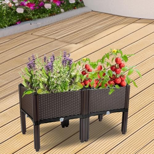 Elevated Plastic Raised Garden Bed Planter Outdoor Planters with Drainage - Image 4
