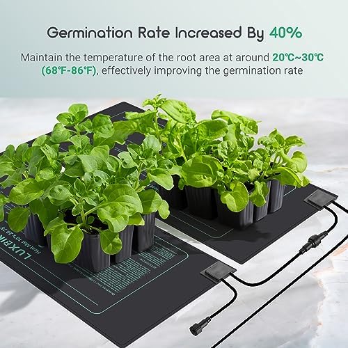 LUXBIRD 6 Pack 30W Seedling Heating Mats 10" x 20.75" with Thermostat Controller, Idea for Seed Starting, Germination, Greenhouse (LB-HT06) - Image 3