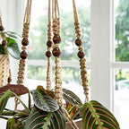Mkono Set of 5 Macrame Plant Hangers Indoor 3 Different Size Hanging Planter Basket Flower Pot Holder 35"/29"/23", Brown - Image 5
