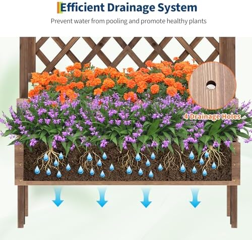 Garvee Raised Garden Bed with Trellis, 2-Tier Wooden Elevated Planter Box - Image 6