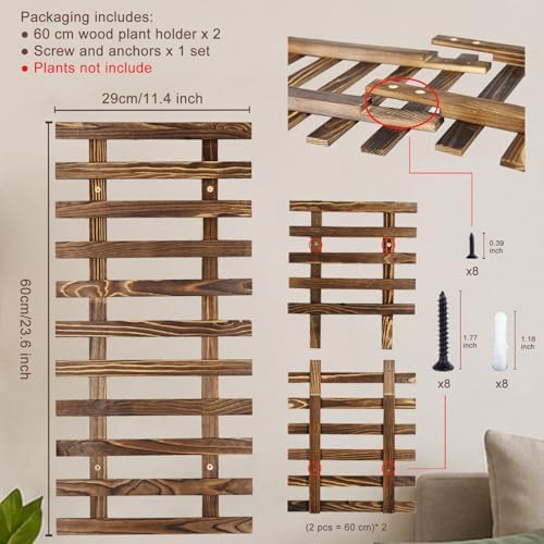 Pack of 2 Vertical Wooden Wall Planter Trellis for Climbing Plants, 23.62" - Image 3