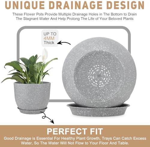 YNNICO Plant Pots 12/10/9 inch Set of 3, with Multi Mesh Drainage Holes - Image 3
