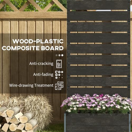 Outsunny Raised Garden Bed with Trellis, 28.25" x 15" x 59", Black - Image 4