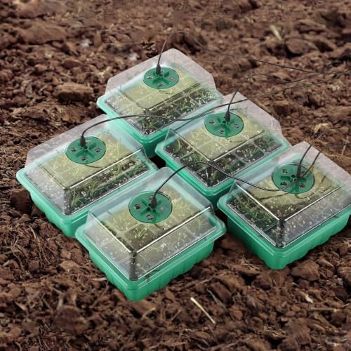 Seed Starter Tray with Built-in LED Grow Light, Adjustable Vent Humidity Dome Germination Box, Breathable Plant Seed Starting Pots, Indoor Garden Greenhouse Seedling (3-12 Cell Square) - Image 2