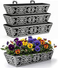 4 Pack 24 Inch Window Boxes Planter for Outdoor Plants Deck Railing Planters Box with Adjustable Brackets for Porch Fence Balcony Hanging Flower Baskets with Non-Woven Fabric Liner for Garden Decor by KarlliuHOMEGARDEN