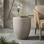 ø14.25'' Concrete Side Table End Table for Outdoor & Living Room, Modern Retro Round Circle Drum Style, Durable and Lightweight, Cement Material, No Assembly, Gray by JJKFurniture-kevinplus