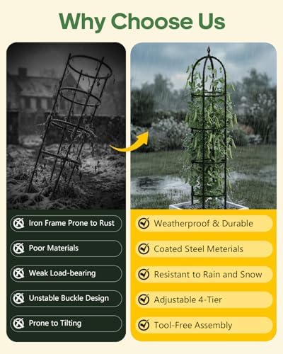 2 Pack 6.2ft High Adjustable Garden Trellis for Climbing Plants, Black - Image 5