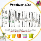 SATINIOR 12 Pcs Macrame Plant Hangers Handmade Boho Hanging Planters 12 Different Tiered Designs with 12 Hooks for Flower Pots Indoor Outdoor Decorative Wall Hanging Baskets for Home (Gothic,Black) - Image 2