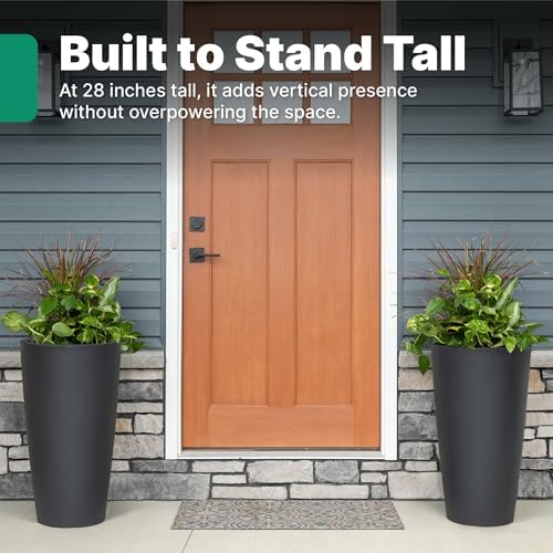 Step2 Tremont Tall Round Tapered Planter 2-Pack, 28 in Resin Planters, Self-Watering, Onyx Black - Image 3